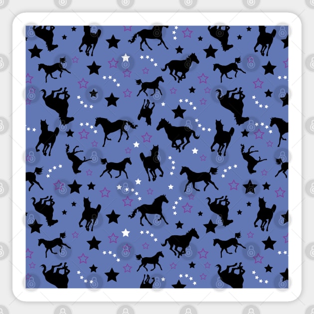 Galloping Horses Purple and Black Sticker by JessDesigns